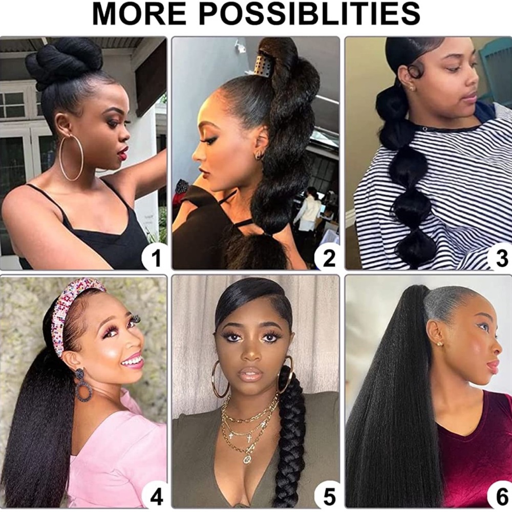 Long Straight Drawstring Ponytail, 24 Inch Synthetic - Picture 7 of 7
